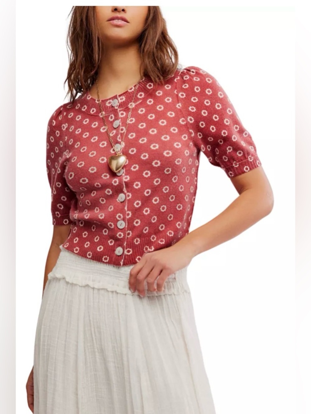 NWT Free People Women's Isla Short-Sleeve Cardigan size small ptp 17”-19”